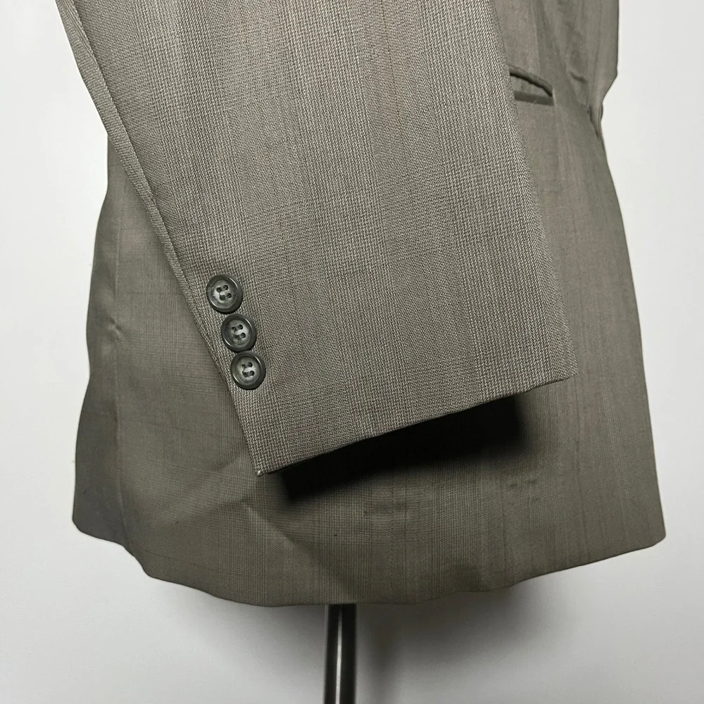 Paulo Solari Suit Mens 46R‎ 36x31 Taupe Brown Solid Double Breasted Wool 7S